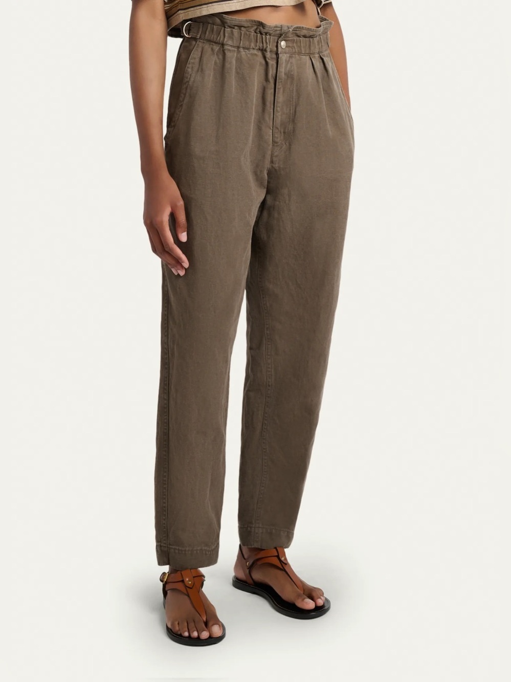 NWT Isabel Marant Etoile Neriah Pants Pleated Brown Trousers Linen Blend 38 US 6